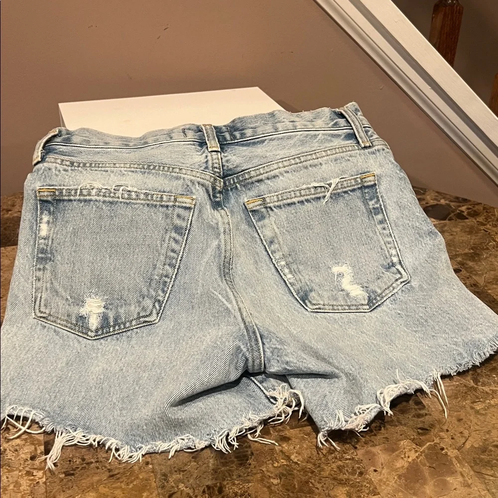 AGOLDE Parker Long Distressed Jean Shorts, Size 23